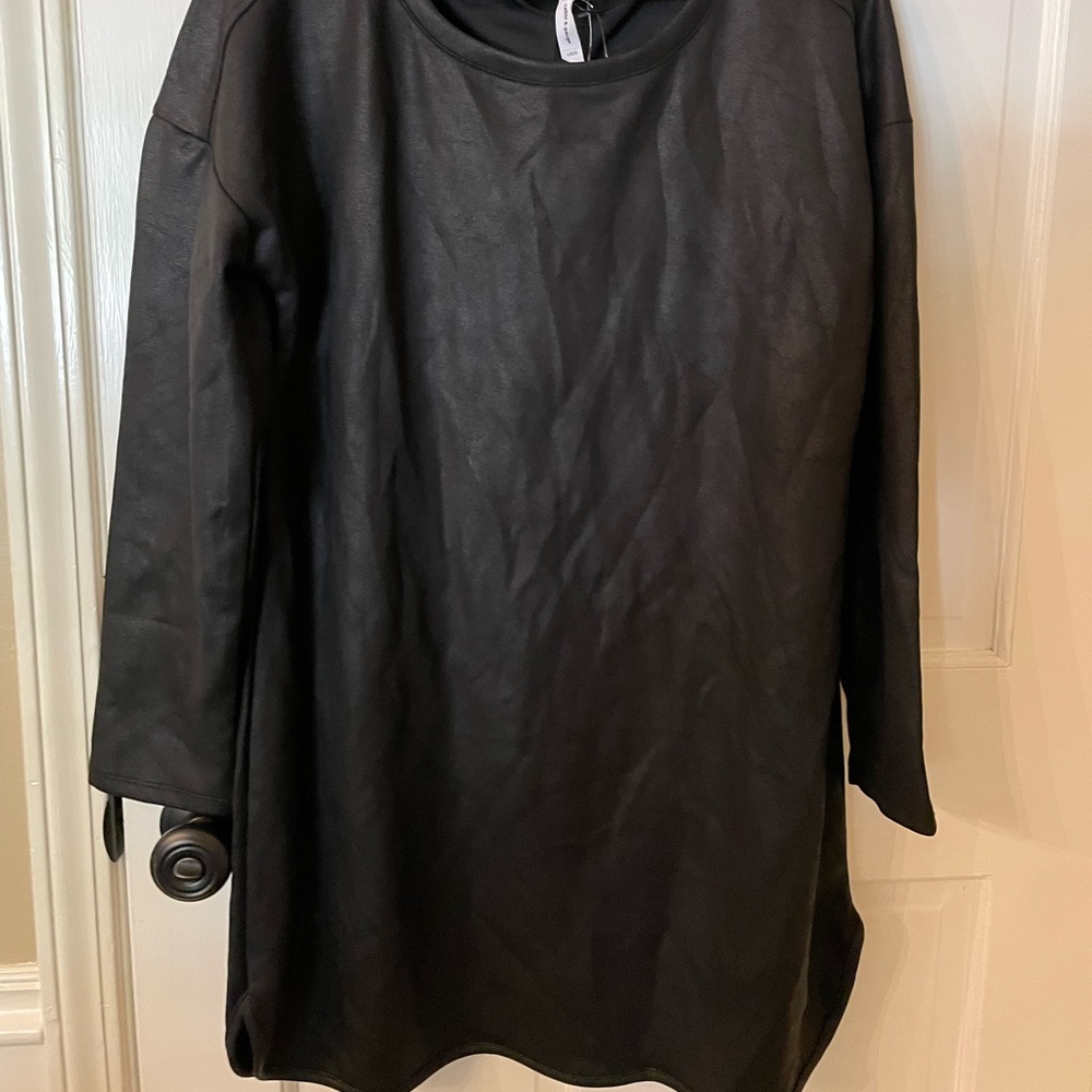 NWT black suede/ leather like dress